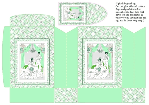  JJ WEDDING FAVOUR GREEN PINCHBAG AND TAG