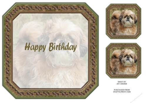JJ SHIH TZU 8X8 1 INSERT HAPPY BIRTHDAY