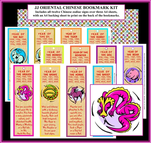 JJ ORIENTAL CHINESE ZODIAC BOOKMARKS KIT