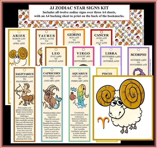 JJ ZODIAC STAR SIGNS BOOKMARKS KIT