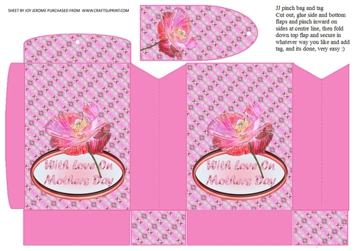  JJ WILD POPPY MOTHERS DAY PINCHBAG AND TAG