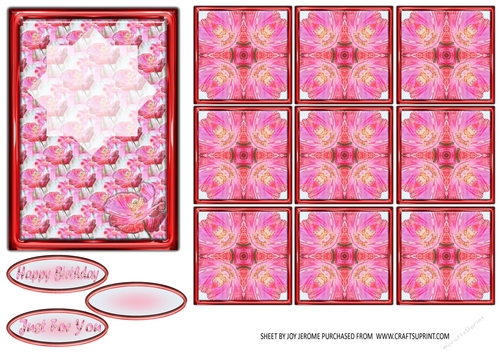  JJ WILD POPPY A6 TOPPER AND TEA BAG TILES CARD