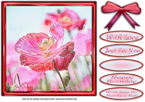 JJ WILD POPPY 8X8 CARD SHEET