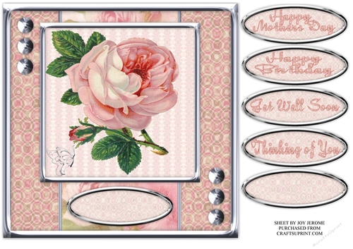 JJ PINK VINTAGE ROSE 8X8 QUICK CARD