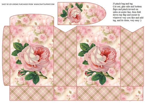 JJ PINK VINTAGE ROSE PINCHBAG AND TAG