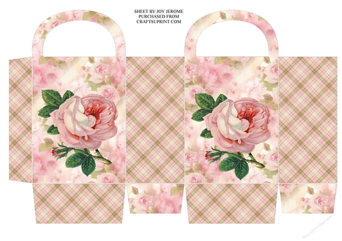 JJ PINK VINTAGE ROSE SMALL GIFT BAG