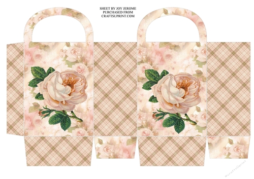 JJ PALE PEACH VINTAGE ROSE SMALL GIFT BAG