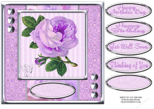 JJ PURPLE VINTAGE ROSE 8X8 QUICK CARD