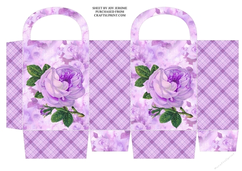  JJ PURPLE VINTAGE ROSE SMALL GIFT BAG