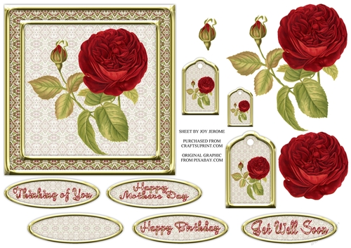  JJ VINTAGE RED ROSE 6X6