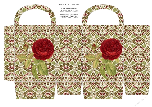  JJ VINTAGE RED ROSE GIFT BAG
