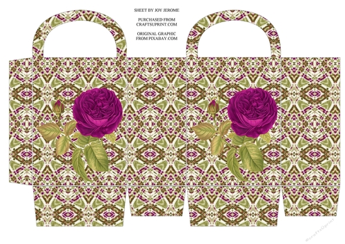 JJ VINTAGE MAGENTA ROSE GIFT BAG