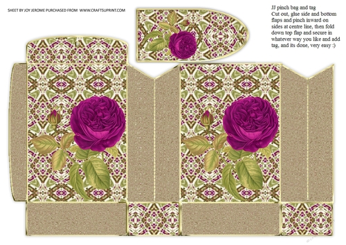 JJ VINTAGE MAGENTA ROSE PINCH BAG AND TAG