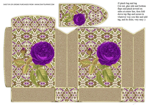 JJ VINTAGE PURPLE ROSE PINCH BAG AND TAG