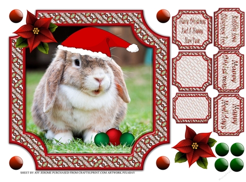 JJ PETS LOVE CHRISTMAS TOO 8X8 LOP EARED RABBIT