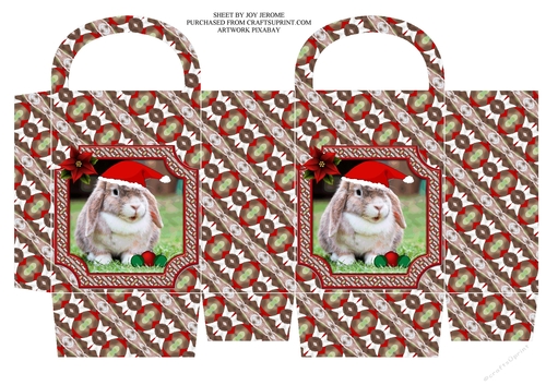 JJ PETS LOVE CHRISTMAS TOO LOP EARRED RABBIT SMALL GIFTBAG