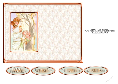 JJ ART NOUVEAU LADY WITH ROSES 6X4 INSERT