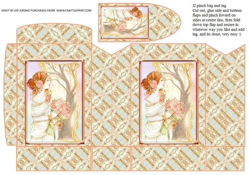  JJ ART NOUVEAU LADY WITH ROSES PINCHBAG AND TAG