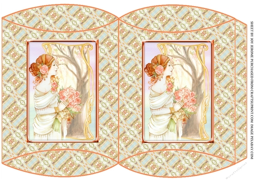 JJ ART NOUVEAU LADY WITH ROSES PILLOW BOX.