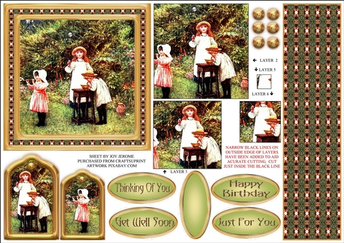 JJ CHILDREN BLOWING BUBBLES VINTAGE PYRAMAGE