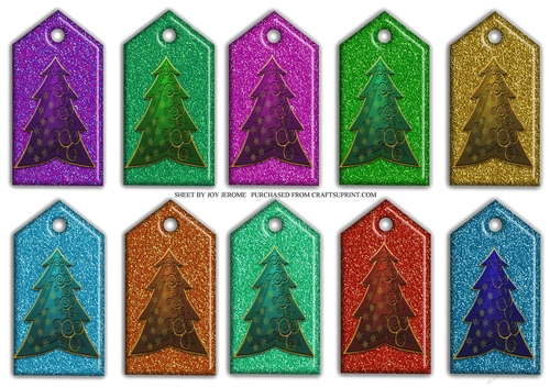 JJ CHRISTMAS GLITTER TAGS WITH TREE EMBELLISHMENT
