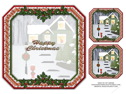  JJ HOME FOR CHRISTMAS 8X8 INSERT 8X8 HAPPY CHRISTMAS
