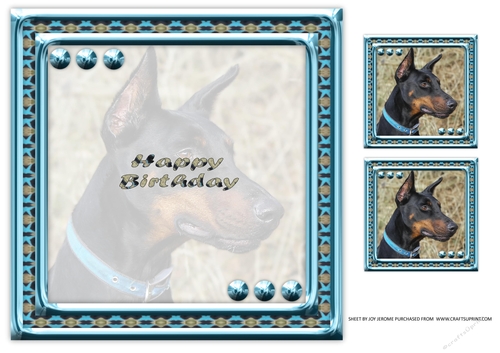 JJ LOVE MY DOG DOBERMAN 2 8X8 INSERT HAPPY BIRTHDAY