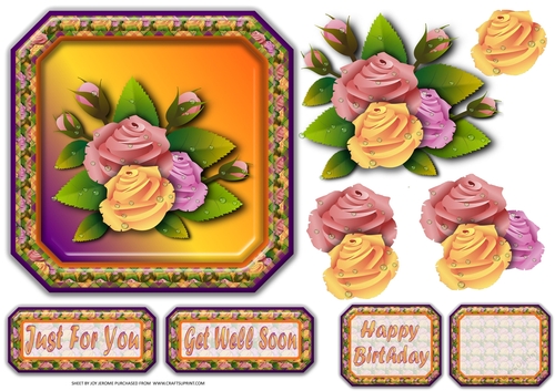 JJ ROSE TRIO 6X6 DECOUPAGE