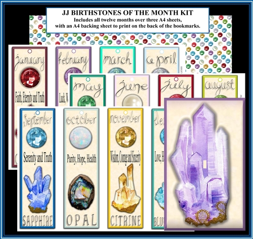 JJ BIRTHSTONES OF THE MONTH BOOKMARKS KIT