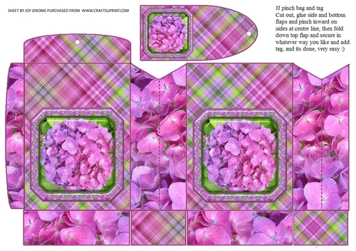  JJ HYRANGEA LAVENDER - PINK PINCHBAG AND TAG