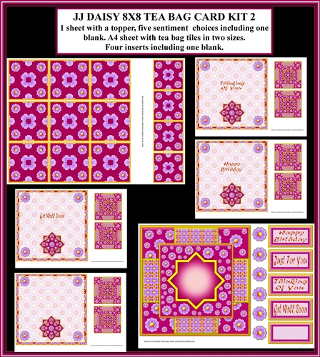 JJ DAISY 8X8 TEA BAG CARD KIT 2