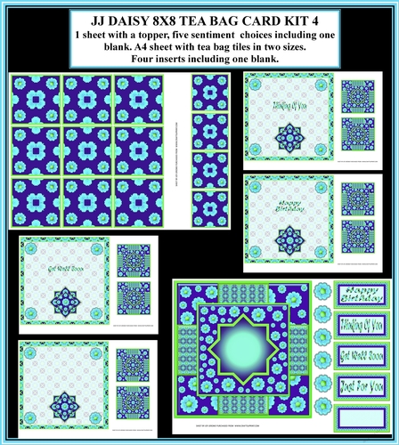 JJ DAISY 8X8 TEA BAG CARD KIT 4