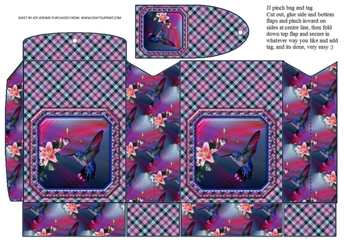 JJ HUMMINGBIRD PINCH BAG AND TAG