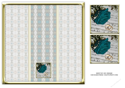  JJ DEEP TURQUOISE ROSE WEDDING OR ANNIVERSARY 8X8 INSERT BLANK