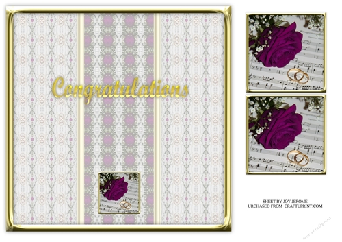 JJ MAUVE ROSE WEDDING OR ANNIVERSARY 8X8 INSERT CONGRATULATIONS