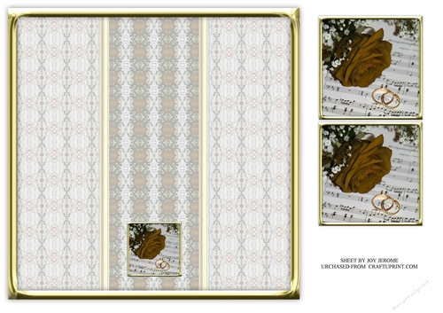 JJ VINTAGE GOLD ROSE WEDDING OR ANNIVERSARY 8X8 INSERT BLANK