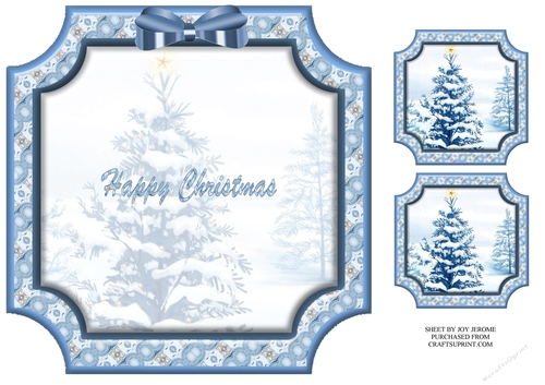 JJ BLUE CHRISTMAS 2 8X8 INSERT HAPPY CHRISTMAS