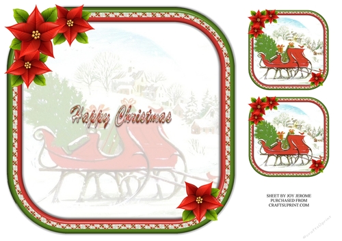 JJ CHRISTMAS SLEIGH 8X8 INSERT HAPPY CHRISTMAS