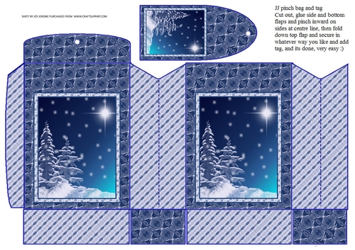 JJ BLUE CHRISTMAS 1 PINCH BAG AND TAG