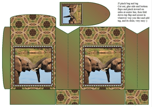 JJ FRIENDS FOREVER ELEPHANTS PINCHBAG AND TAG