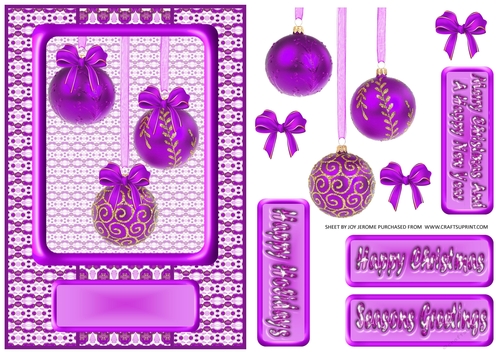 JJ CHRISTMAS HOLIDAY BAUBLES TRIO PURPLE A5
