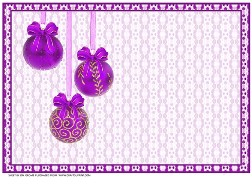 JJ CHRISTMAS HOLIDAY BAUBLES TRIO PURPLE A5 INSERT BLANK