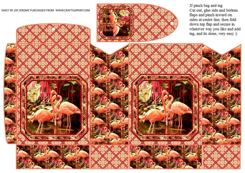 JJ FLAMBOYANT FLAMINGOS PINCHBAG AND TAG