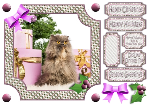 JJ PETS LOVE CHRISTMAS TOO CAT WITH GIFTS 8X8
