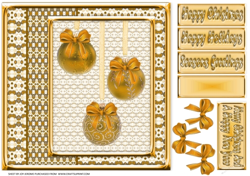 JJ CHRISTMAS HOLIDAY BAUBLES TRIO GOLDEN 8x8