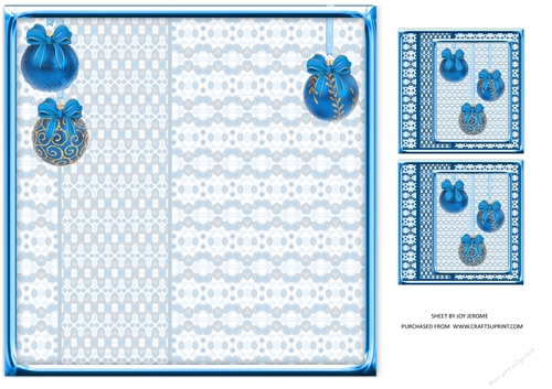 JJ CHRISTMAS HOLIDAY BAUBLES TRIO BLUE 8x8 INSERT BLANK