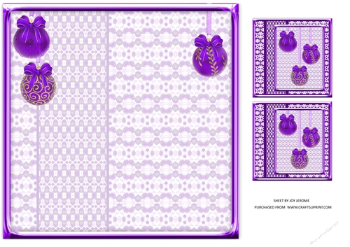 JJ CHRISTMAS HOLIDAY BAUBLES TRIO DARK PURPLE 8x8 INSERT BLANK