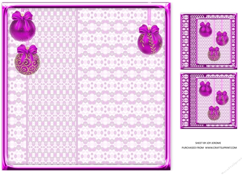  JJ CHRISTMAS HOLIDAY BAUBLES TRIO DEEP MAGENTA 8x8 INSERT BLANK