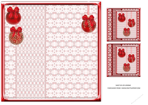 JJ CHRISTMAS HOLIDAY BAUBLES TRIO RED 8x8 INSERT BLANK.