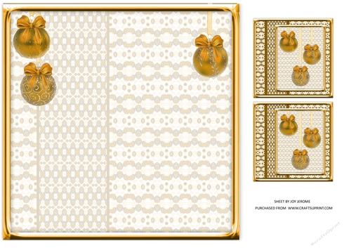 JJ CHRISTMAS HOLIDAY BAUBLES TRIO GOLDEN 8x8 INSERT BLANK.